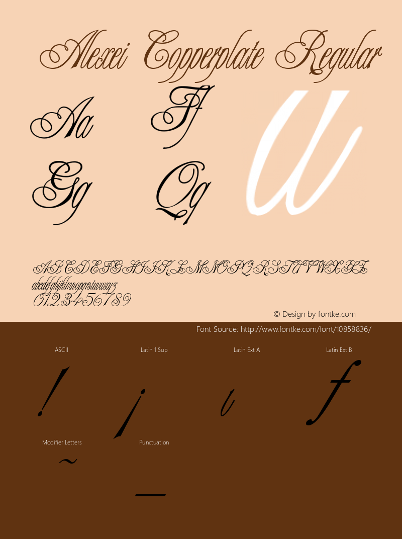 Alexei Copperplate Regular Version 0.0 Font Sample