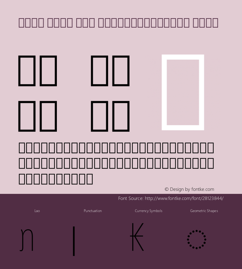 Noto Sans Lao ExtraCondensed Thin Version 2.000 Font Sample