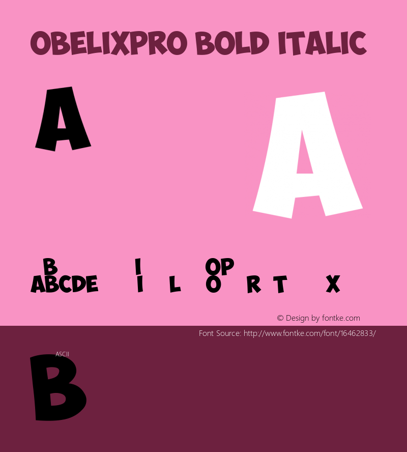 ObelixPro Bold Italic Version 1.00, 2011 Font Sample