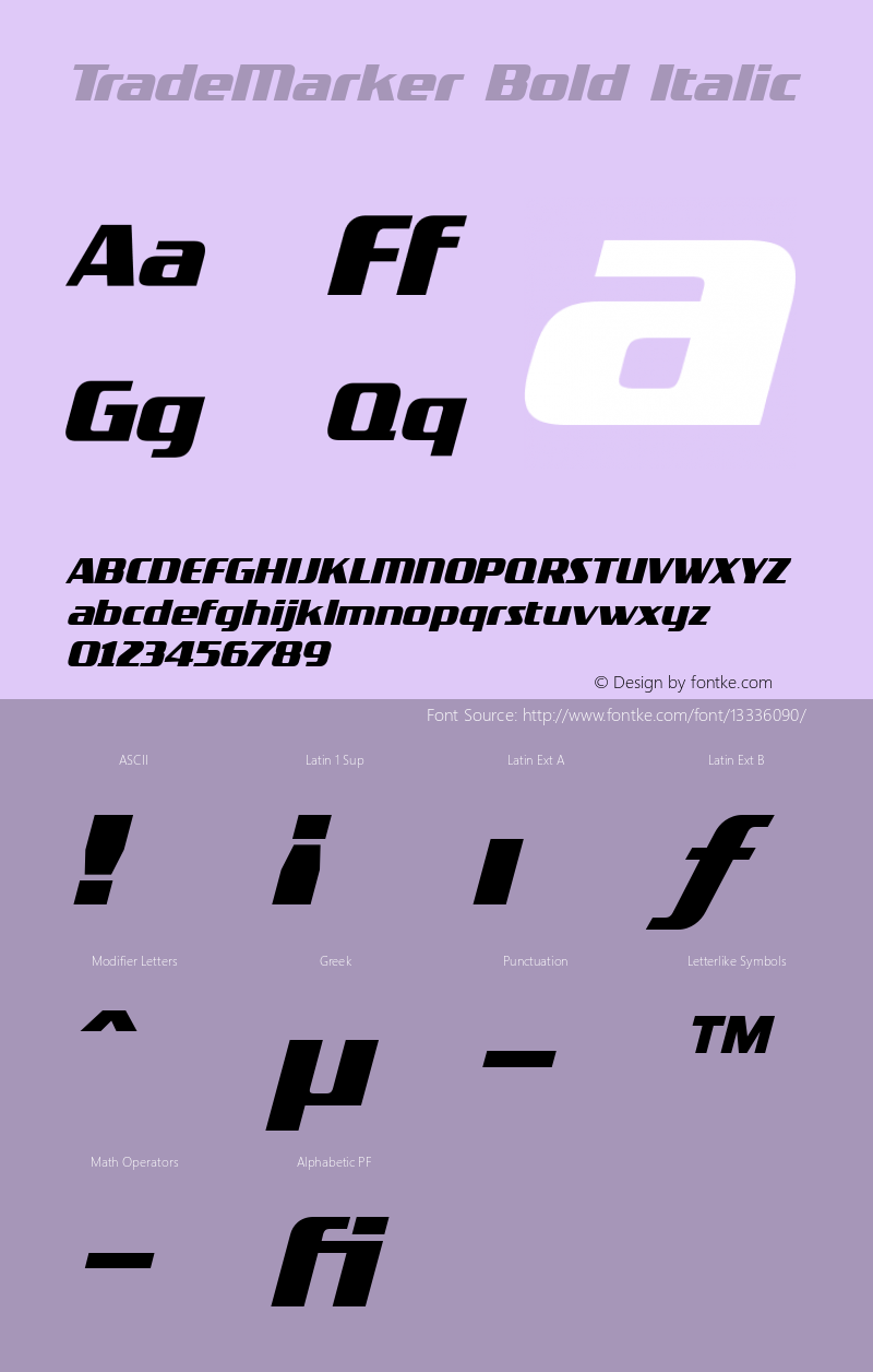TradeMarker Bold Italic 001.000 Font Sample