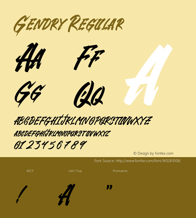 Gendry Regular Version 1.001 Font Sample