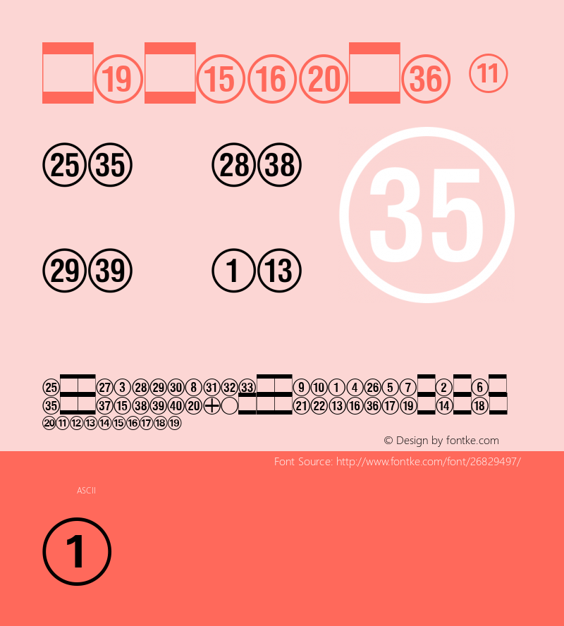 Numerics 1 Version 1.001 Font Sample