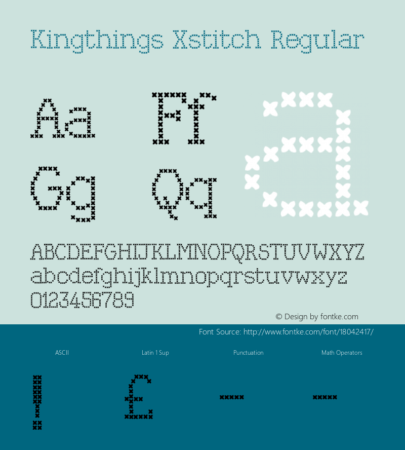 Kingthings Xstitch Regular Version 1.0 January 2004 Font Sample