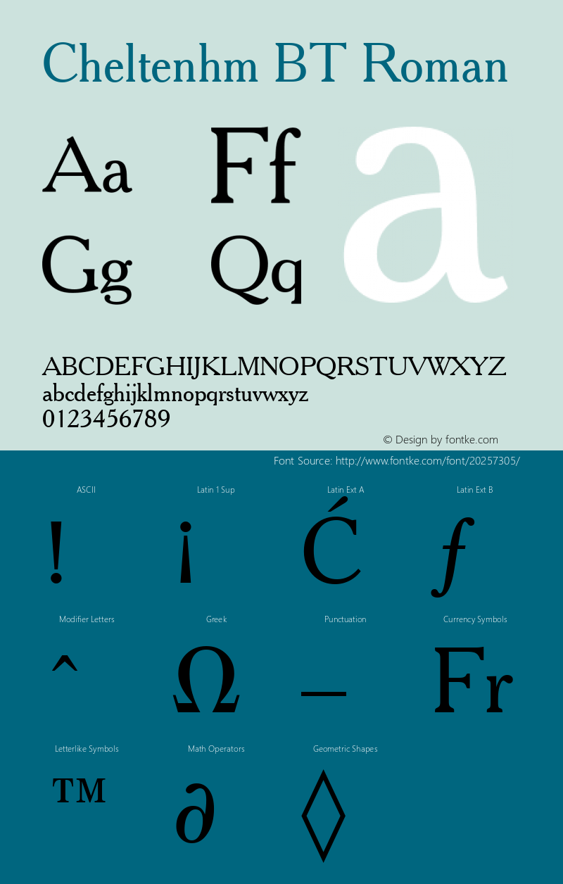 Cheltenhm BT Roman mfgpctt-v4.4 Nov 27 1998 Font Sample