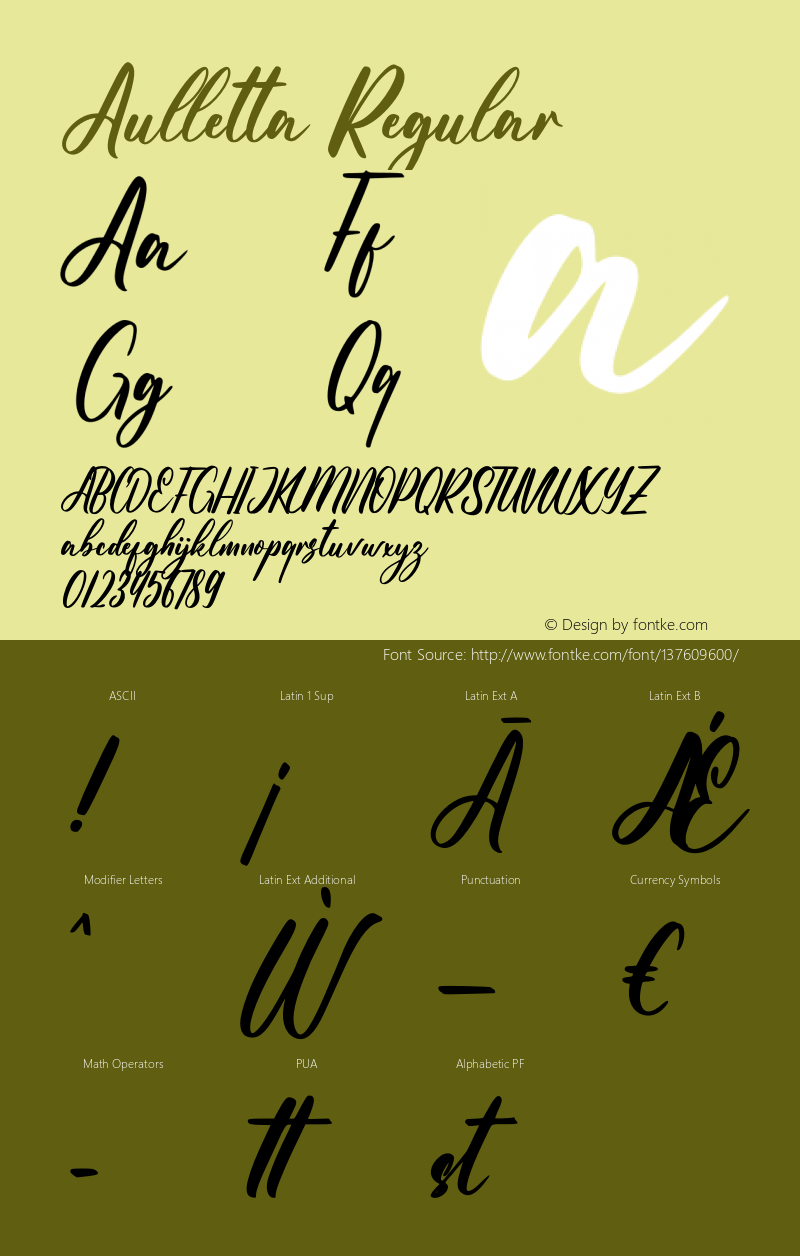 Aulletta Version 1.00;March 29, 2021;FontCreator 12.0.0.2567 64-bit Font Sample