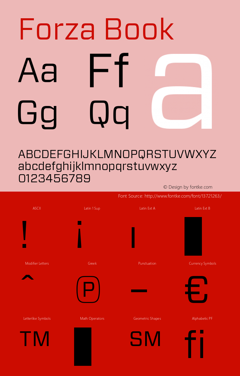 Forza Book Version 1.100 Font Sample