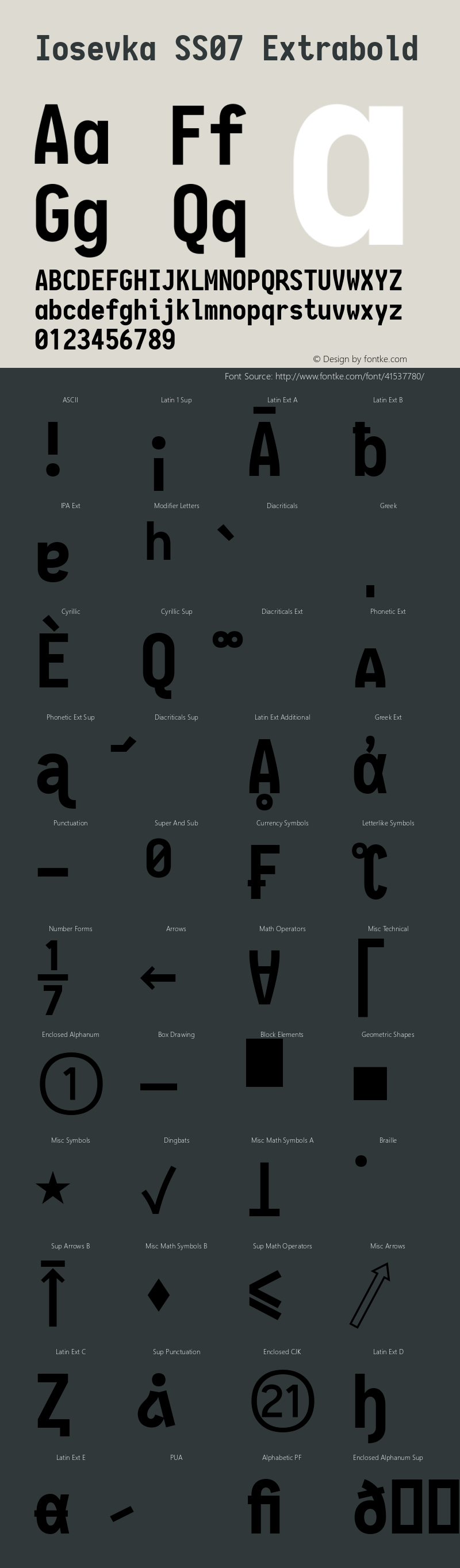 Iosevka SS07 Extrabold 2.3.1; ttfautohint (v1.8.3) Font Sample