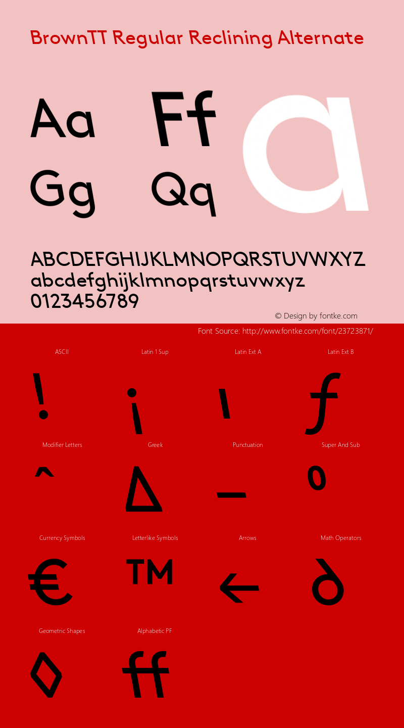 BrownTT-ReclinRegularAlt Version 1.001; build 0004 Font Sample