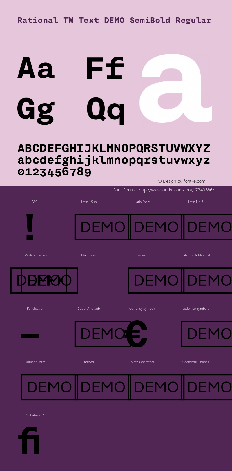 Rational TW Text DEMO SemiBold Regular Version 1.000;PS 001.000;hotconv 1.0.88;makeotf.lib2.5.64775 Font Sample