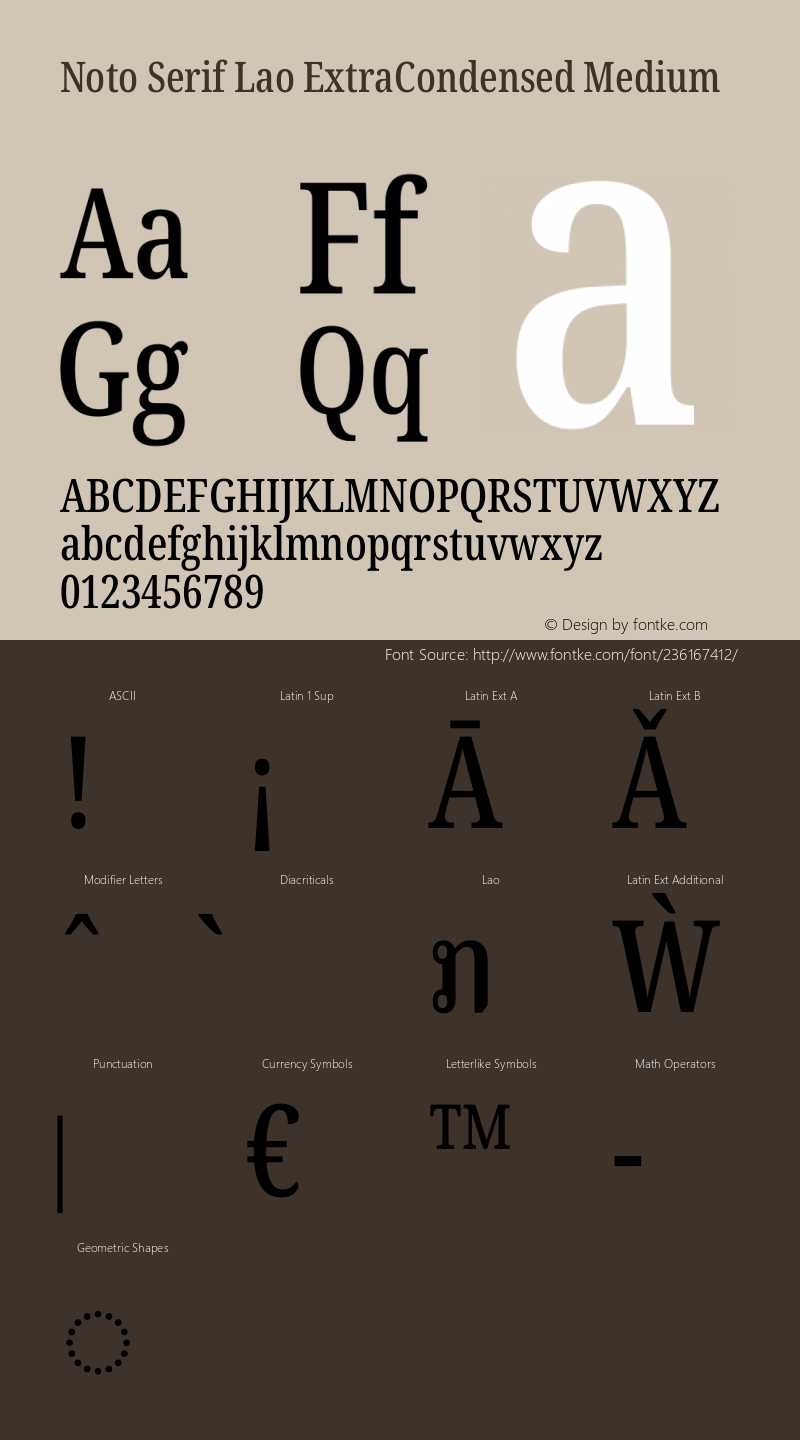 Noto Serif Lao ExtraCondensed Medium Version 2.002图片样张