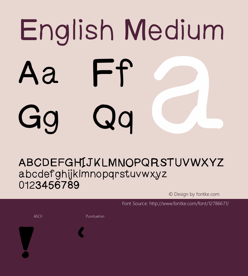English Medium Version 001.000 Font Sample