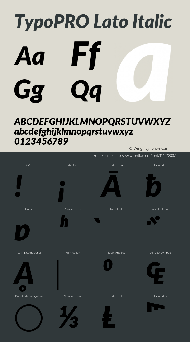 TypoPRO Lato Italic Version 2.010; 2014-09-01; http://www.latofonts.com/ Font Sample