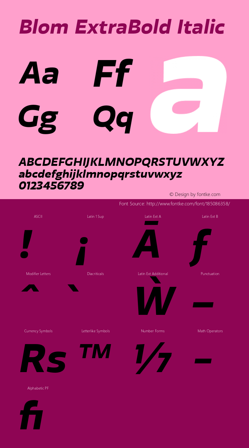 Blom ExtraBold Italic Version 001.000 January 2020图片样张