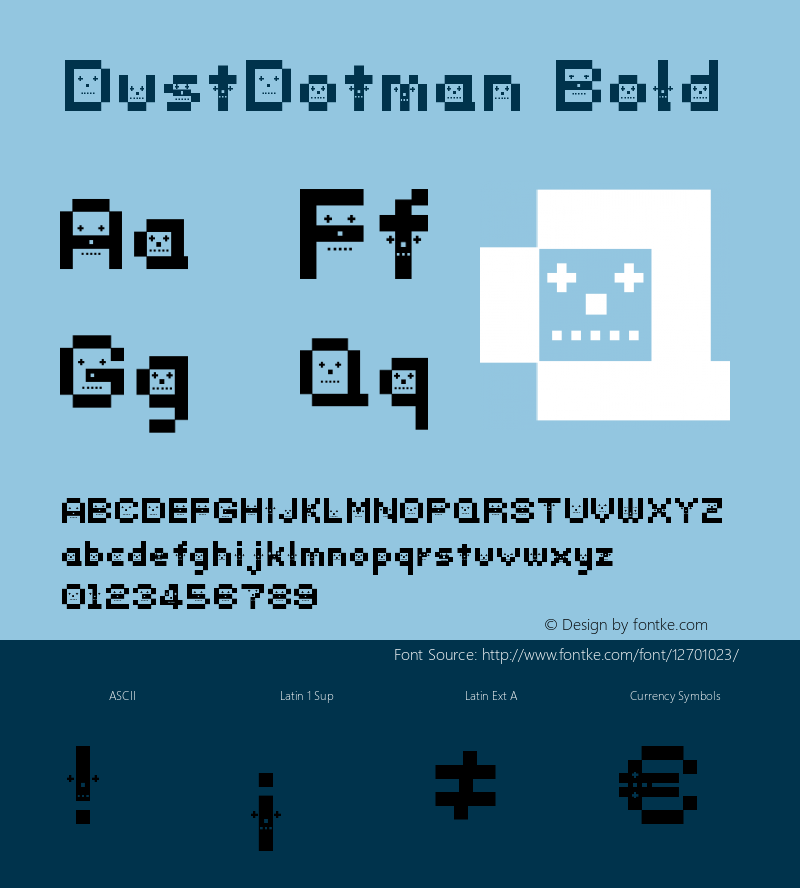 DustDotman Bold Macromedia Fontographer 4.1J 01.12.16 Font Sample