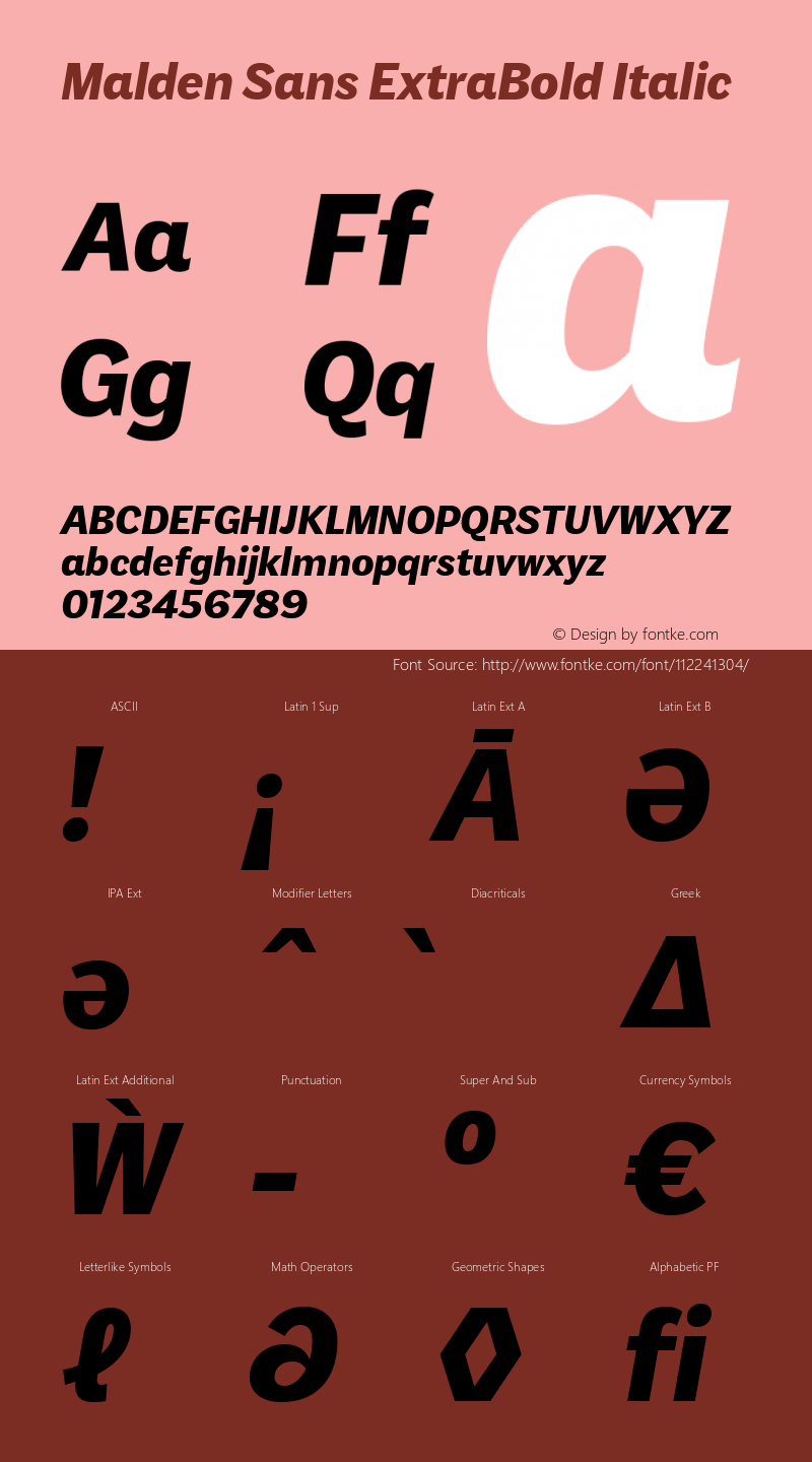 Malden Sans ExtraBold Italic Version 1.00, build 13, s3 Font Sample