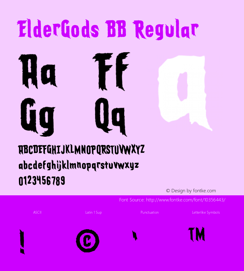 ElderGods BB Regular Version 1.000 Font Sample