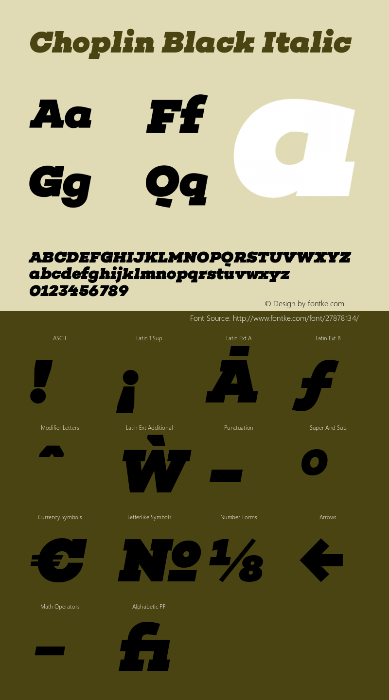 Choplin Black Italic Version 1.000;PS 001.000;hotconv 1.0.70;makeotf.lib2.5.58329 Font Sample