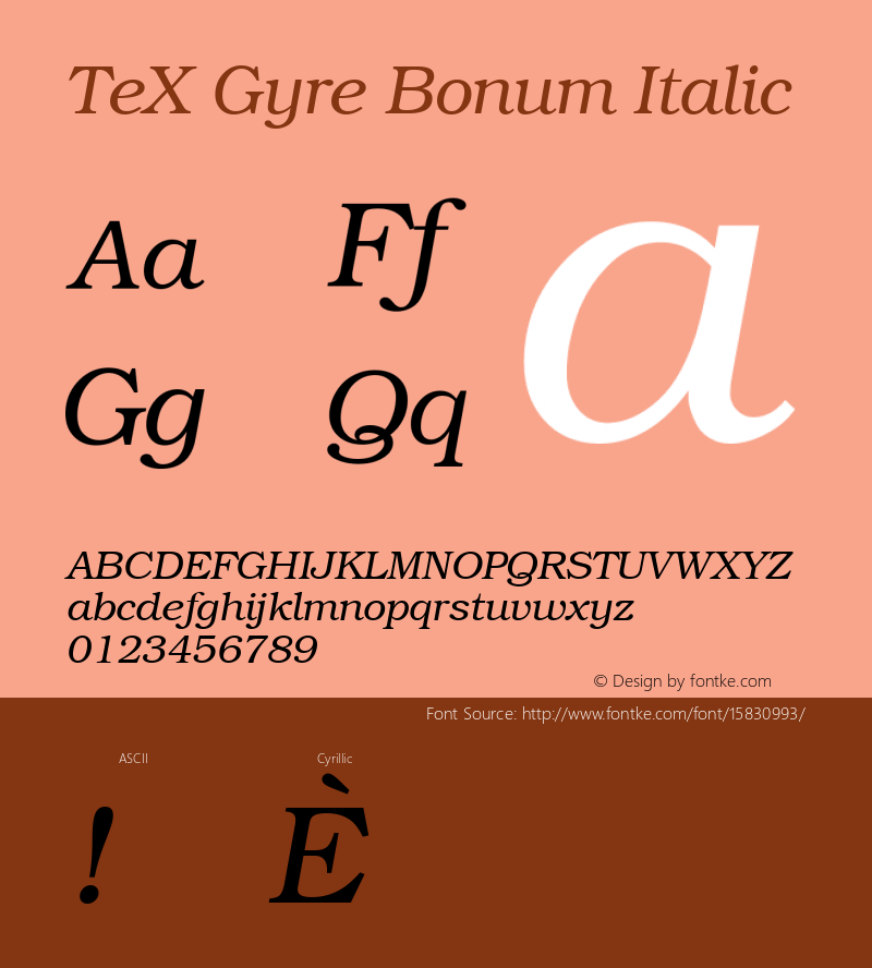 TeX Gyre Bonum Italic Version 1.103;PS 1.103;hotconv 1.0.49;makeotf.lib2.0.14853; ttfautohint (v1.4.1) Font Sample