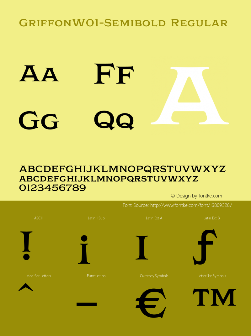 GriffonW01-Semibold Regular Version 1.00 Font Sample