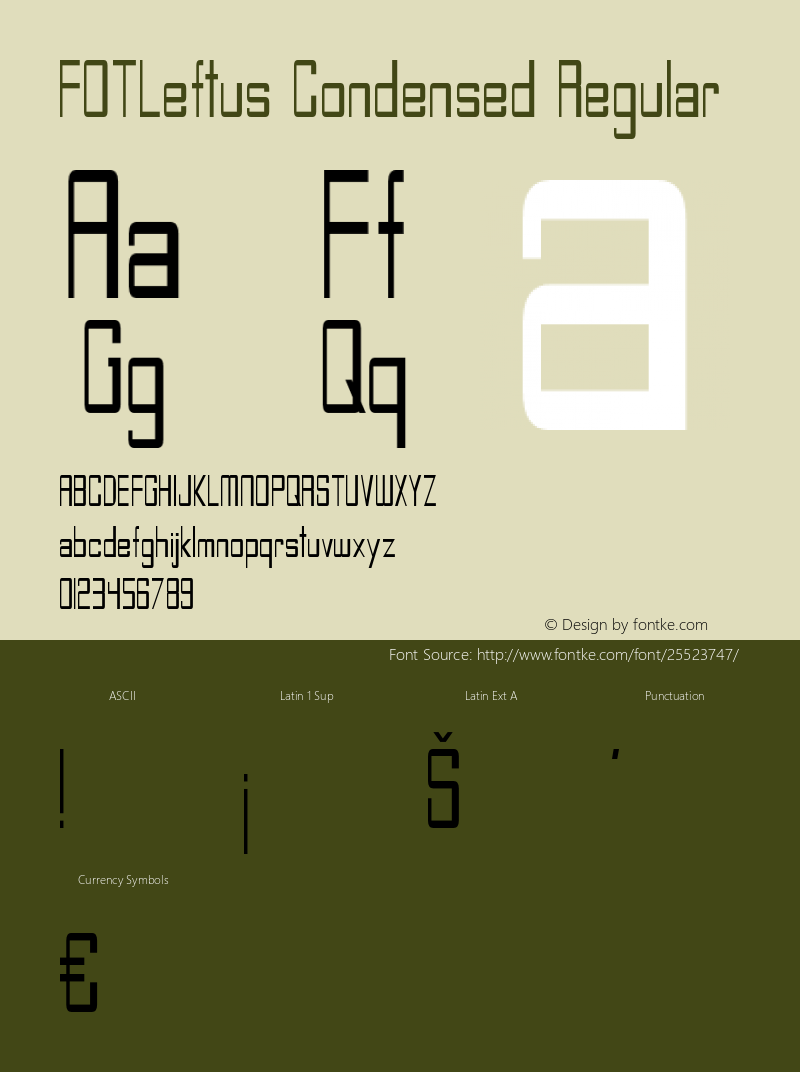 FOTLeftus-CondensedRegular Version 1.000 Font Sample
