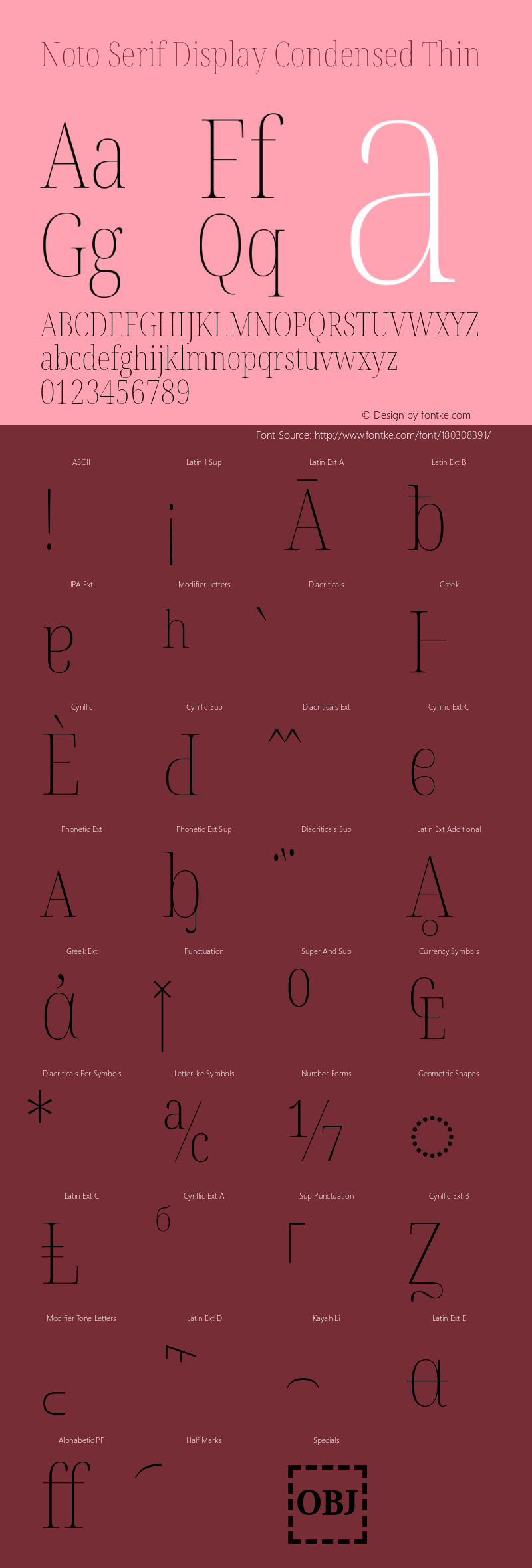 Noto Serif Display Condensed Thin Version 2.002; ttfautohint (v1.8.2)图片样张