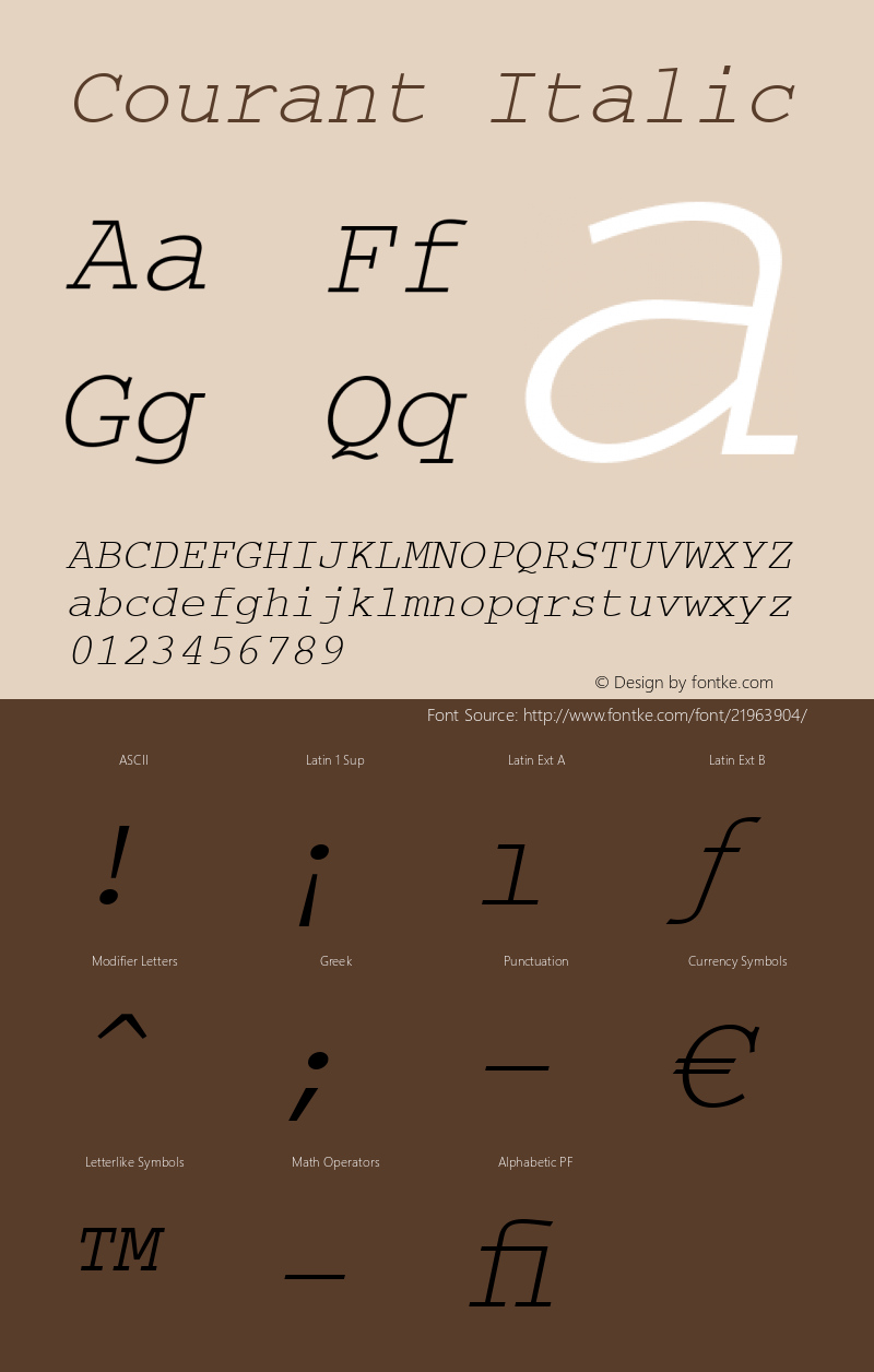 Courant Italic 001.31 Font Sample