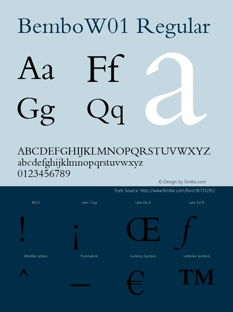 BemboW01 Regular Version 1.1 Font Sample