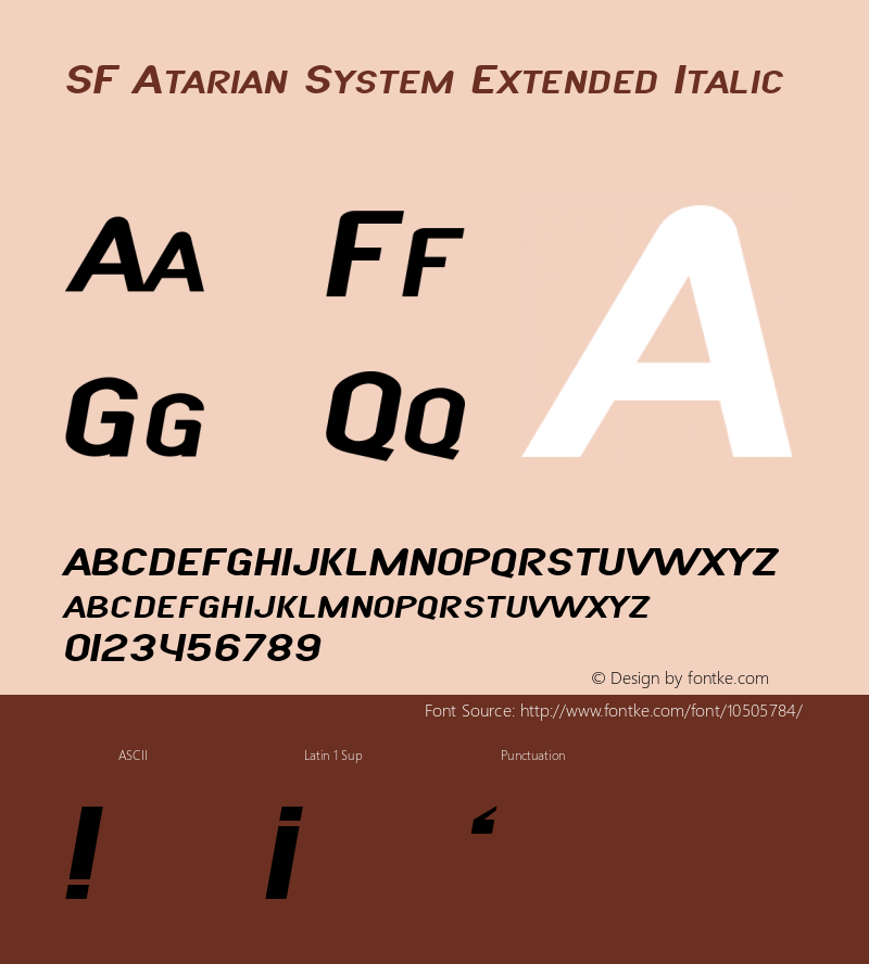 SF Atarian System Extended Italic ver 1.0; 1999. Freeware. Font Sample