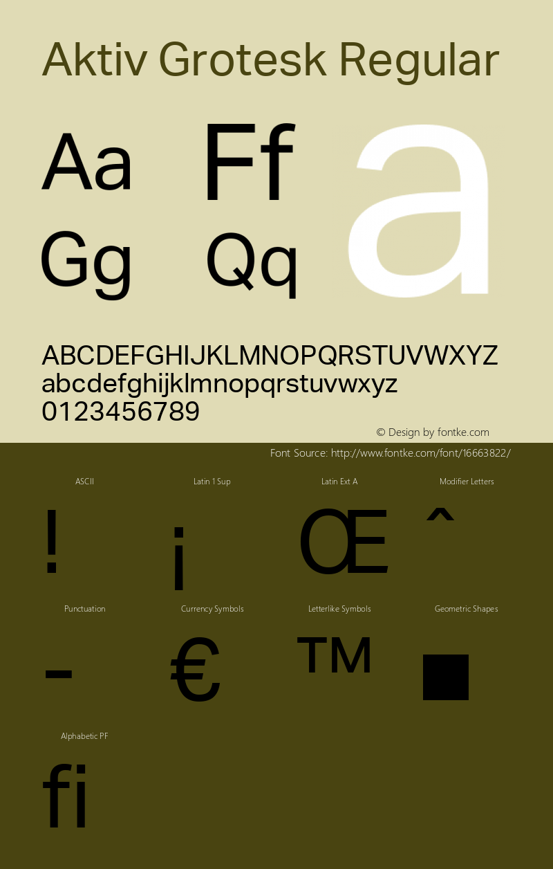 Aktiv Grotesk Regular Version 1.002 Font Sample