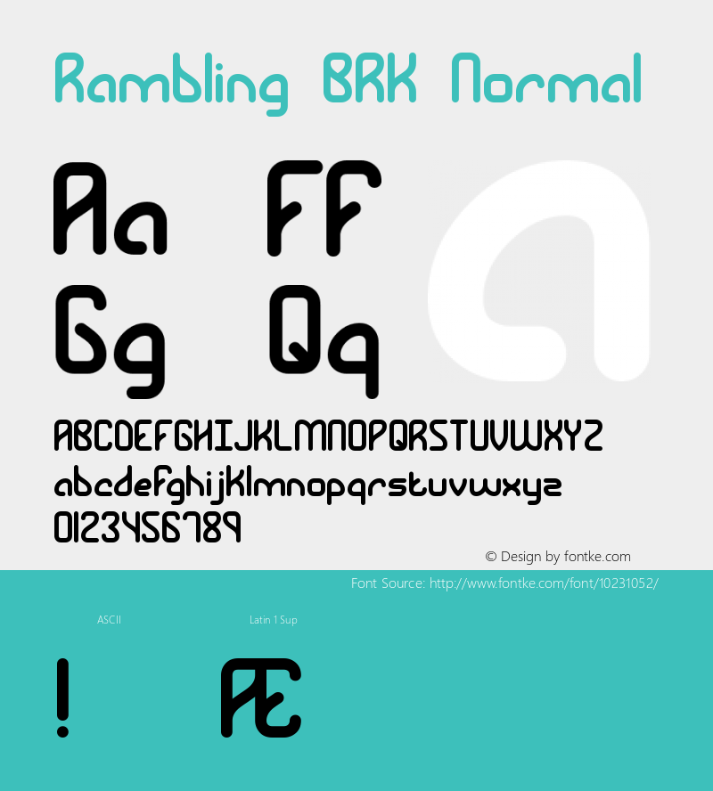 Rambling BRK Normal Version 1.25 Font Sample