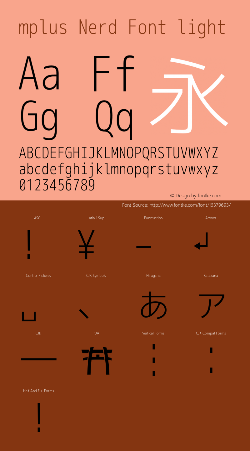mplus Nerd Font light Version 1.018;Nerd Fonts 0.7 Font Sample
