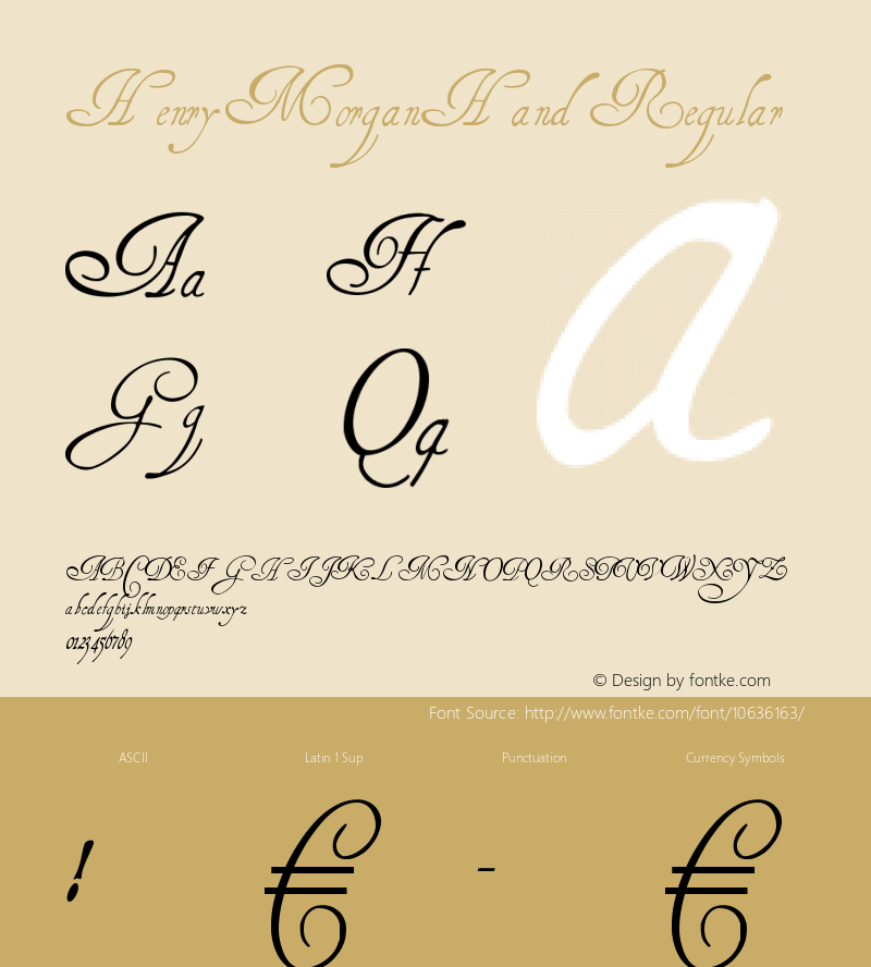 HenryMorganHand Regular 1.0 2004-11-08 Font Sample