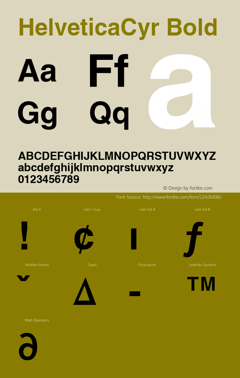 HelveticaCyr Bold Macromedia Fontographer 4.1.5 1/27/03 Font Sample