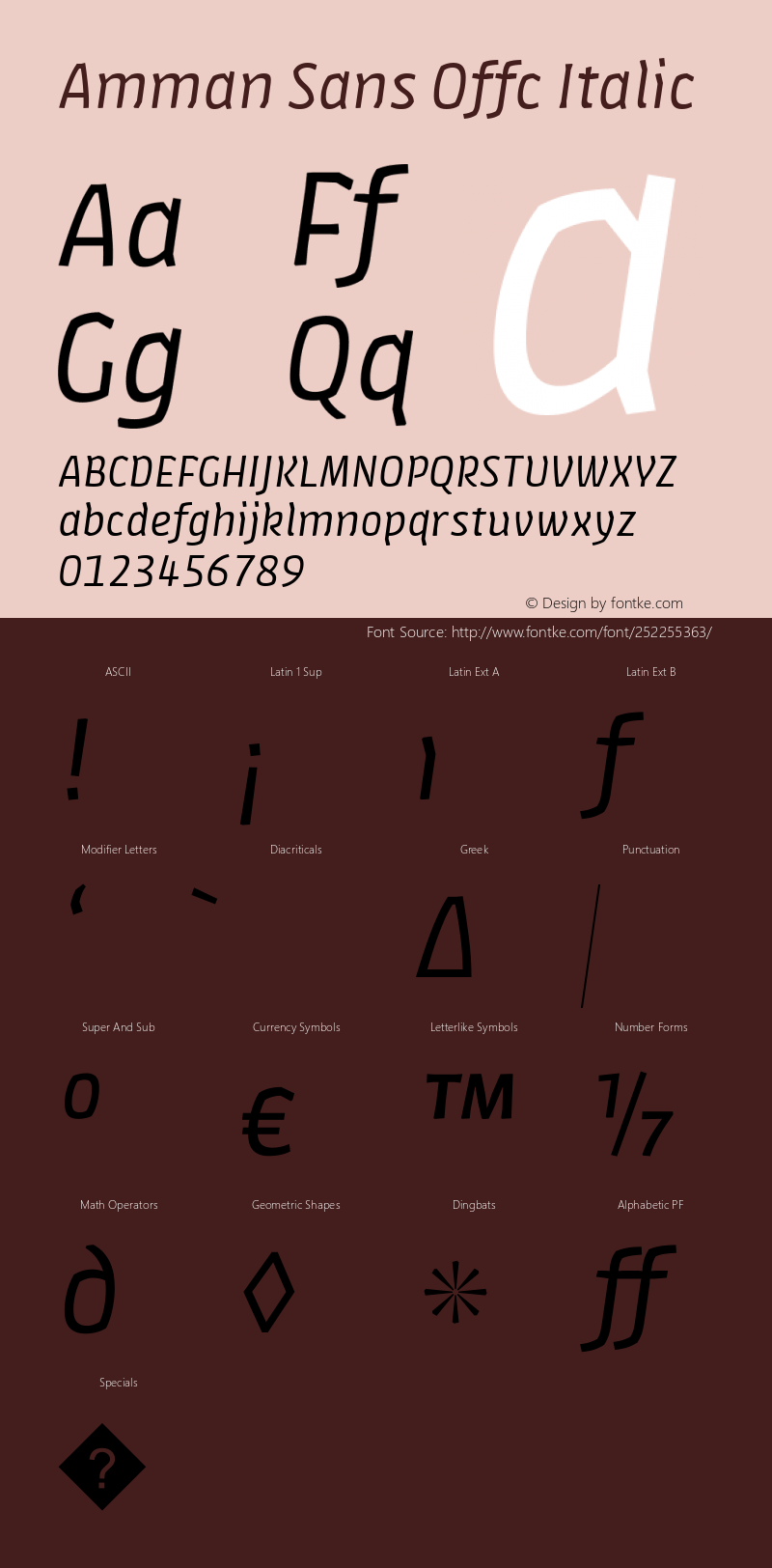Amman Sans Offc Italic Version 7.504; 2010; Build 1020图片样张