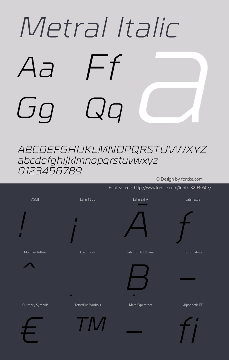 Metral-Italic Version 1.001;PS 001.001;hotconv 1.0.56;makeotf.lib2.0.21325图片样张