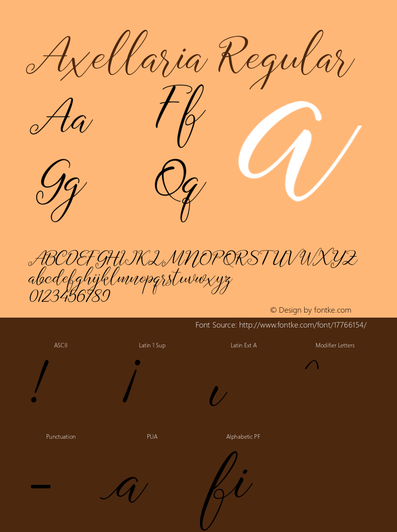 Axellaria Regular Version 1.000 Font Sample