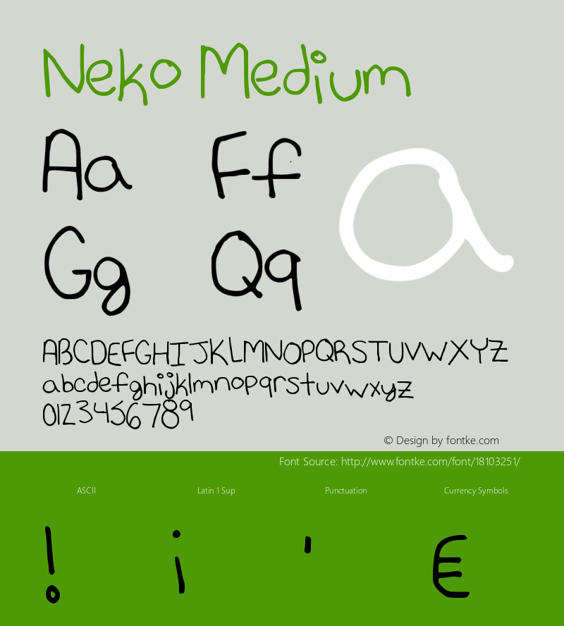 Neko Medium Version 001.000 Font Sample