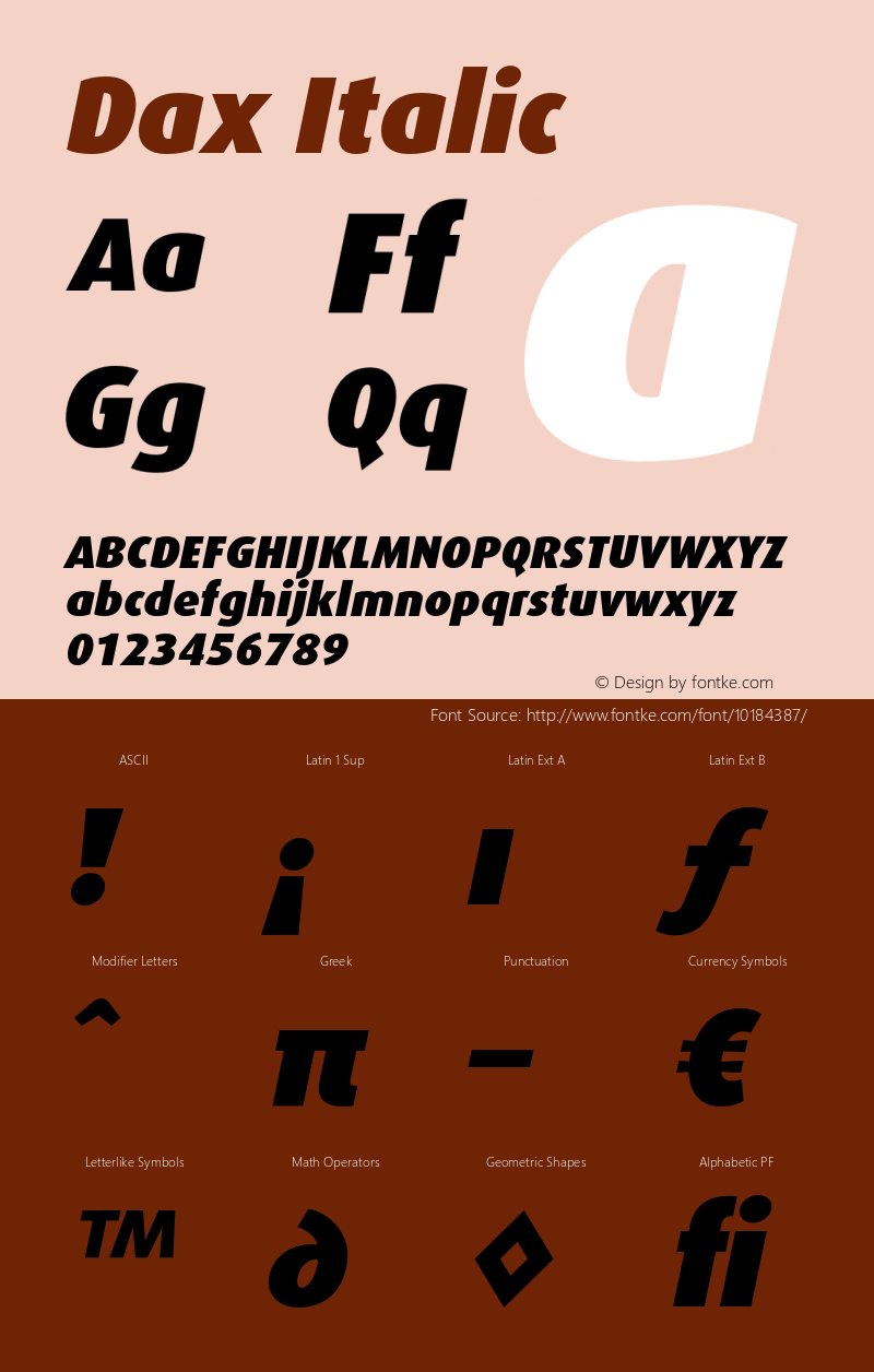 Dax Italic Version 1.005 2000 Font Sample