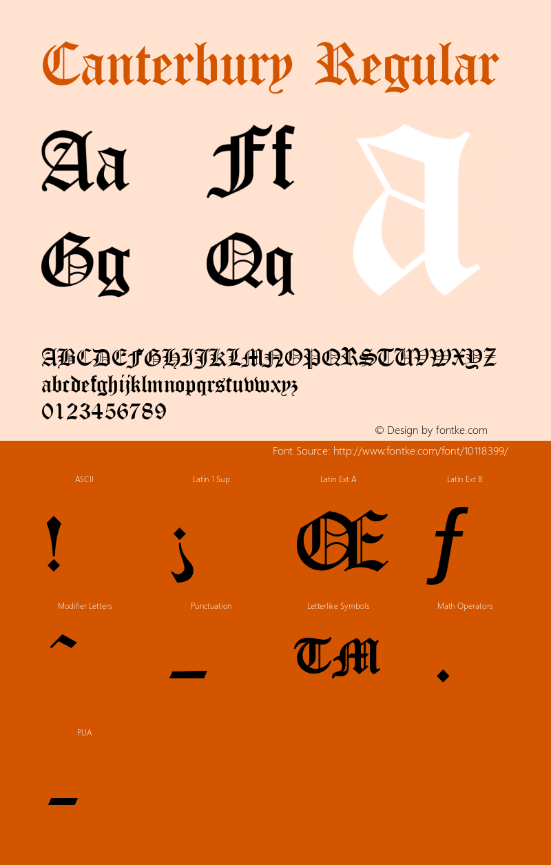 Canterbury Regular 1.34 Font Sample