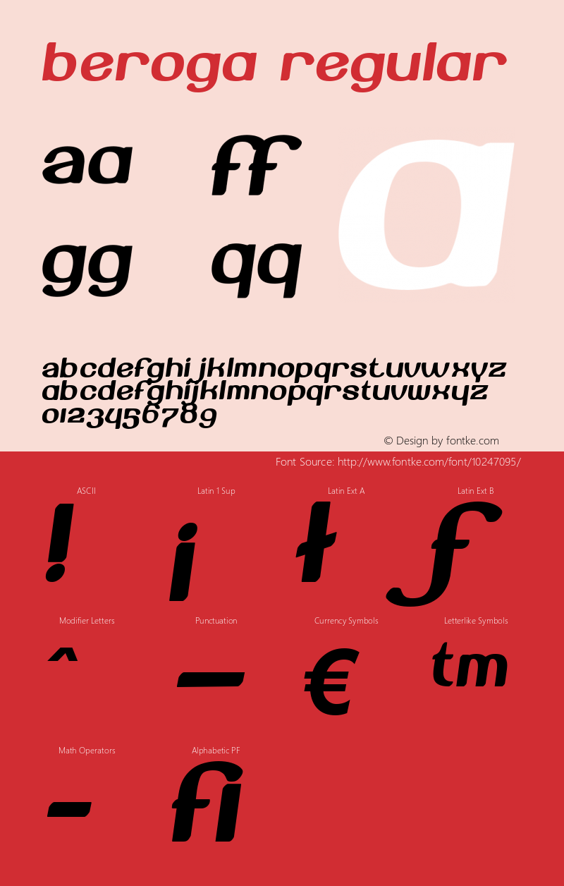 Beroga Regular Version 001.003 Font Sample