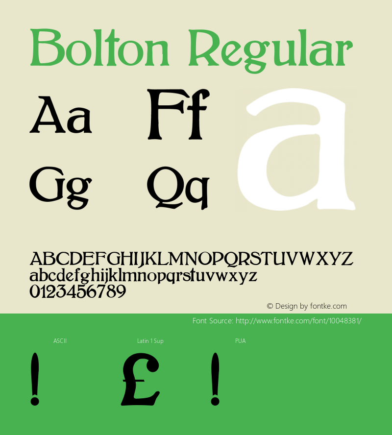 Bolton Regular Version 1.00 Font Sample