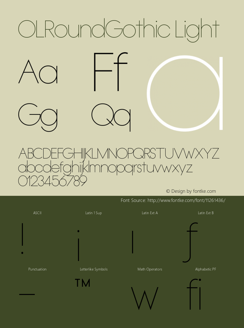 OLRoundGothic Light Version 001.000 Font Sample