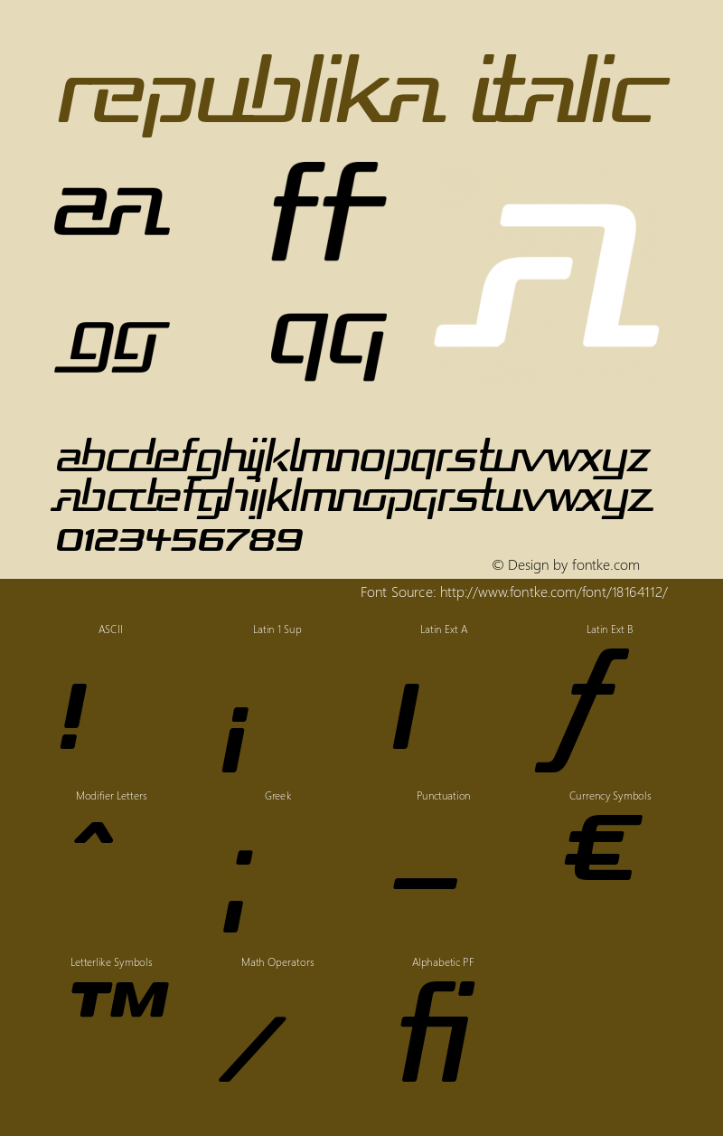 Republika Italic Version 1.0; 2000; Font Sample