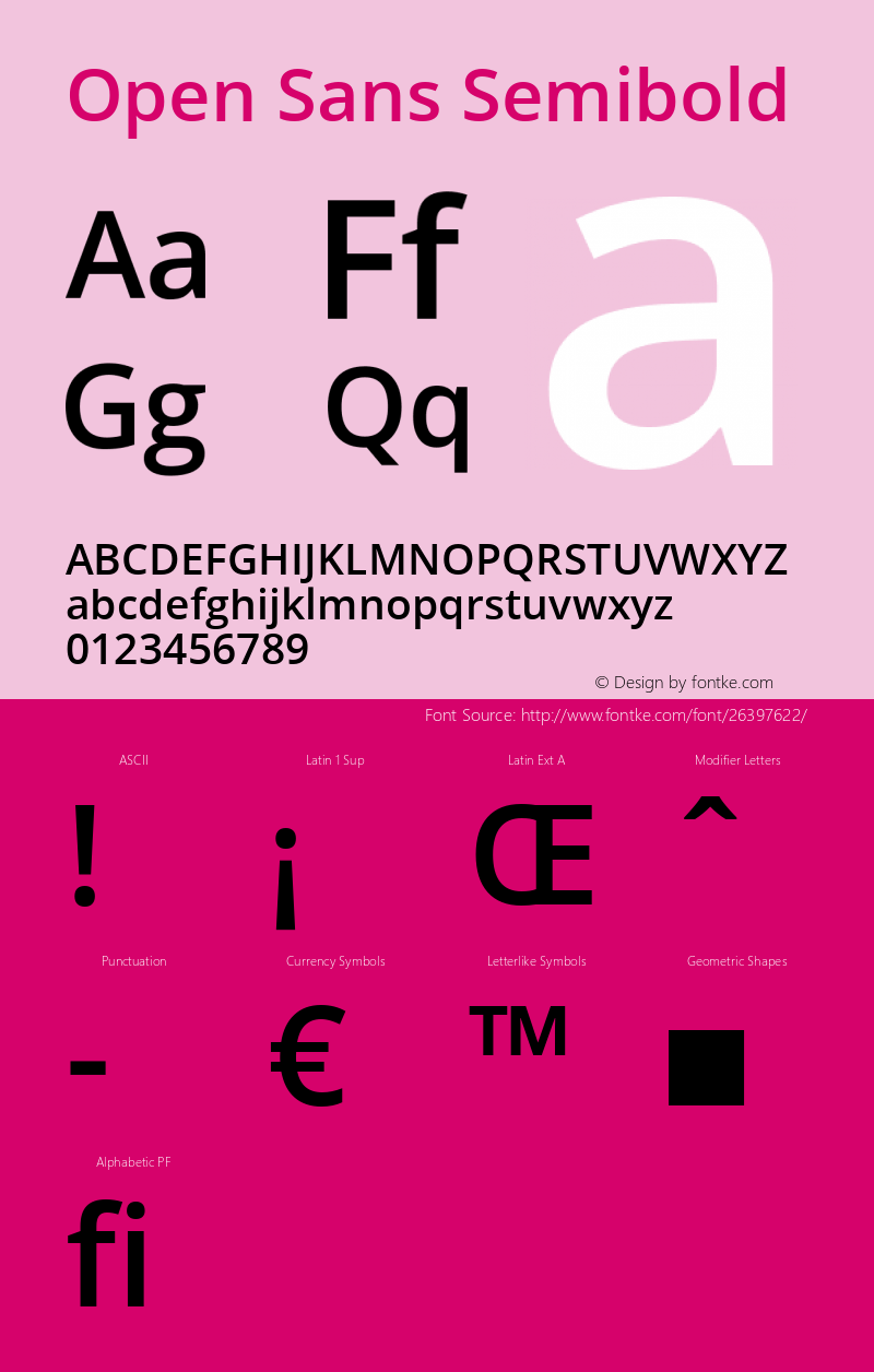 Open Sans Semibold Regular Version 1.10 Font Sample