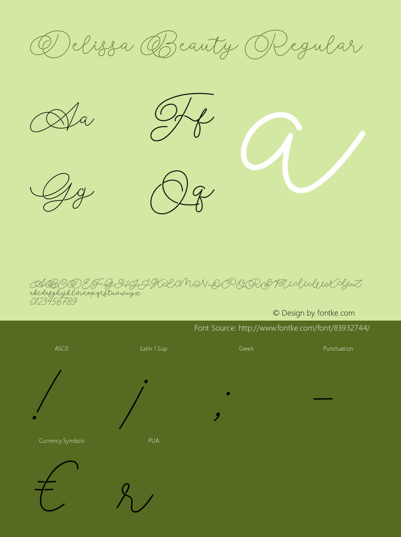 Delissa Beauty Version 0.00;September 16, 2020;FontCreator 11.5.0.2427 64-bit Font Sample