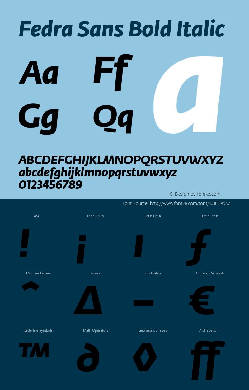 Fedra Sans Bold Italic 001.000 Font Sample