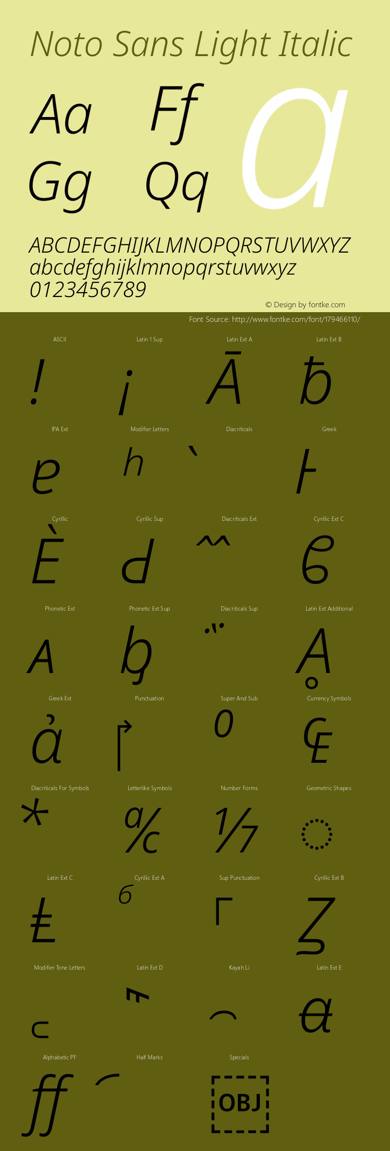 Noto Sans Light Italic Version 2.005图片样张