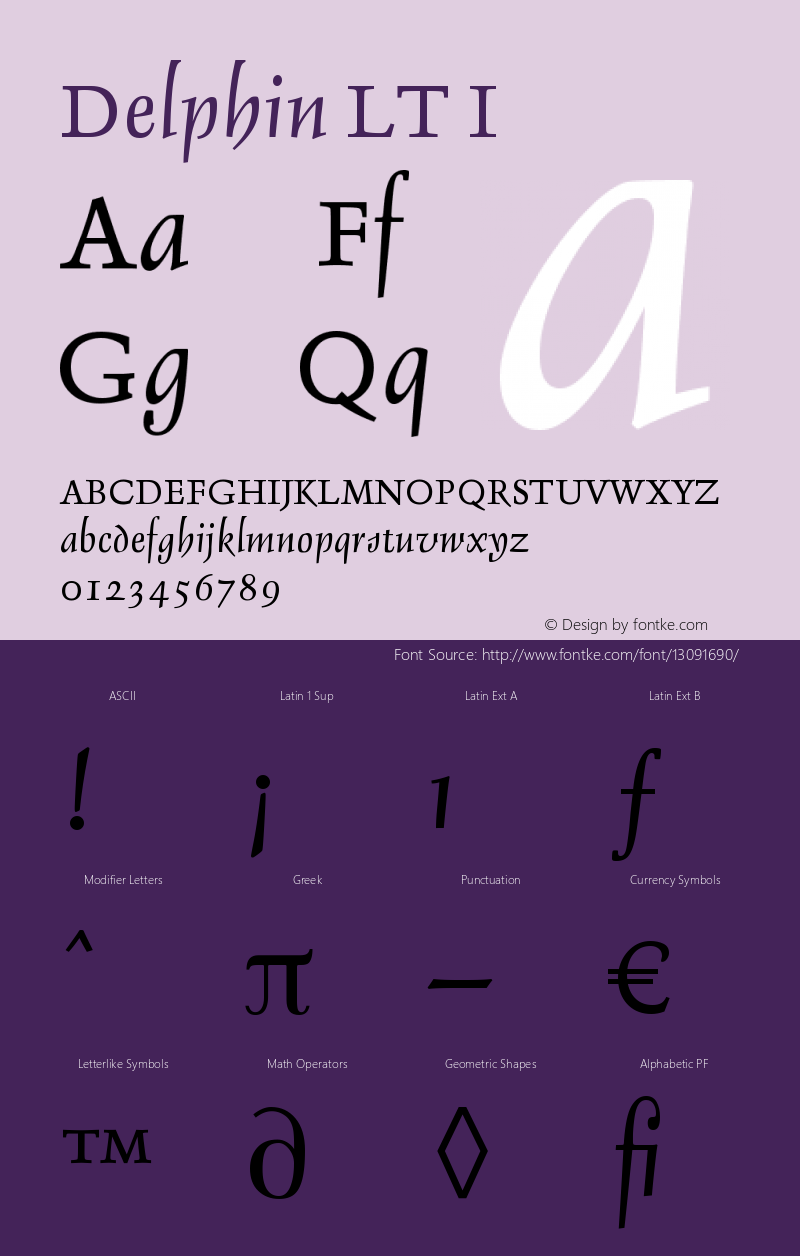 Delphin LT I Version 006.000 Font Sample