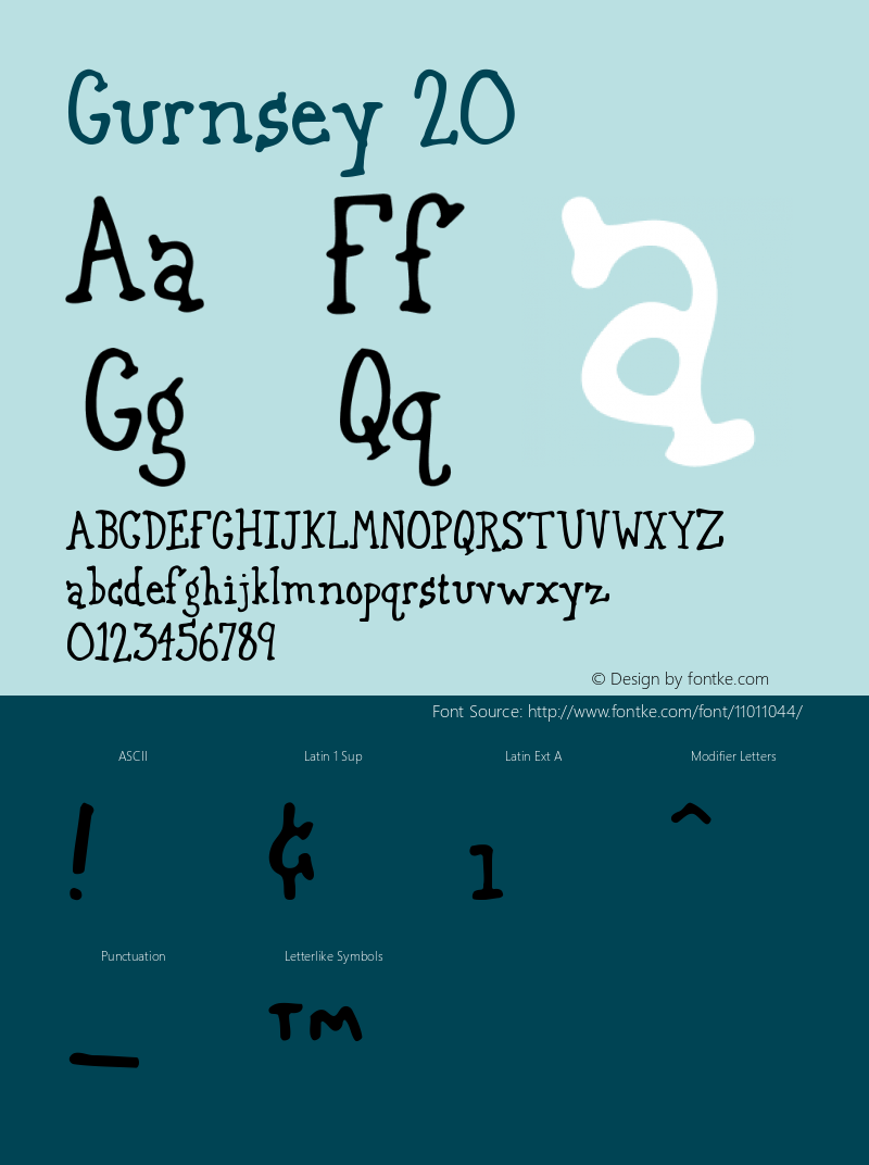 Gurnsey 20 Version 001.000 Font Sample