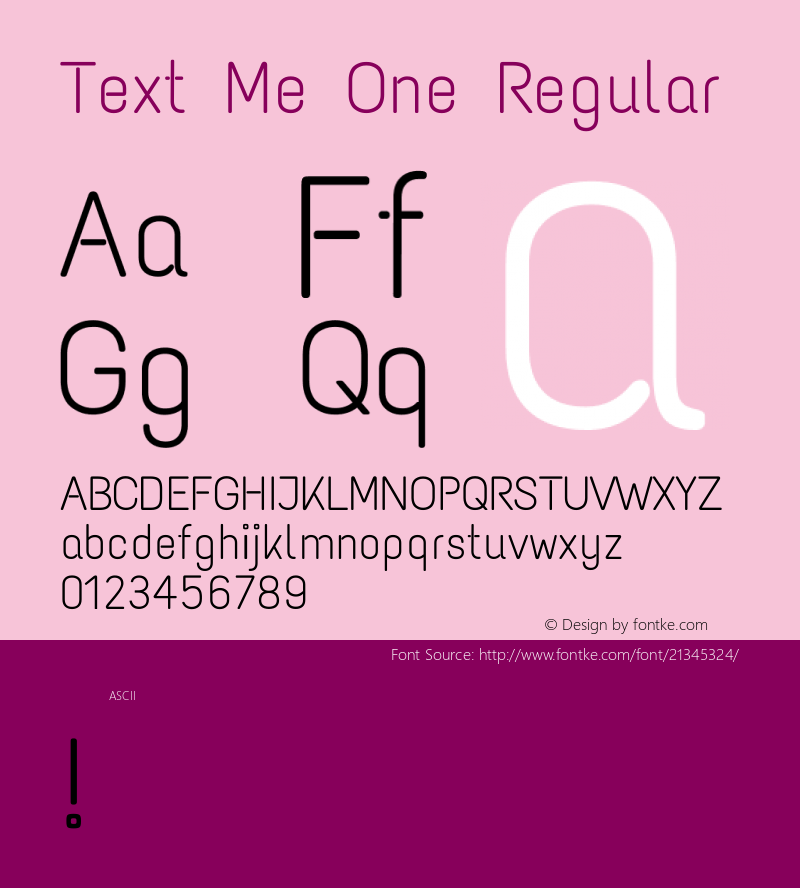 TextMeOne Version 1.0 Font Sample